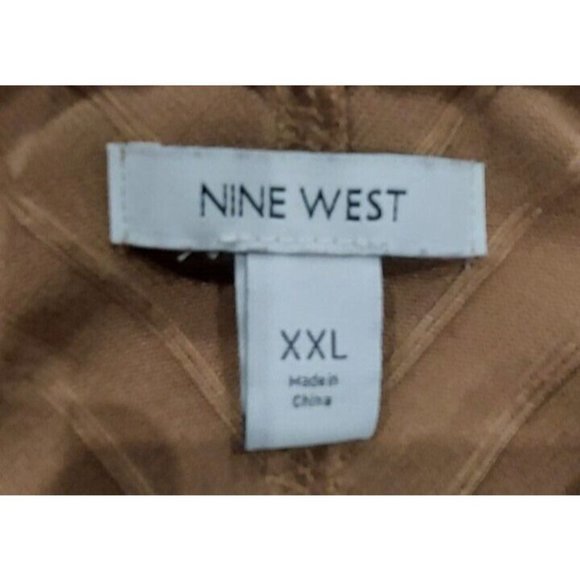 Nine West XXL Tunic Top Elson Tan Fleece Hoodie Striped Pullover Long Sleeve - Picture 4 of 7